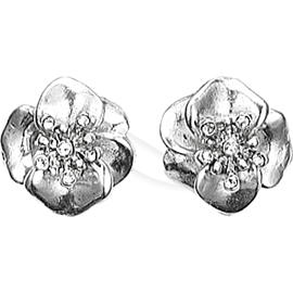 Silver Plated Crystal Flower Earrings