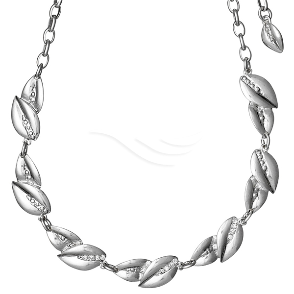 17142-6011 Leaves Necklace Silver Plated (Picture 1 of 2)