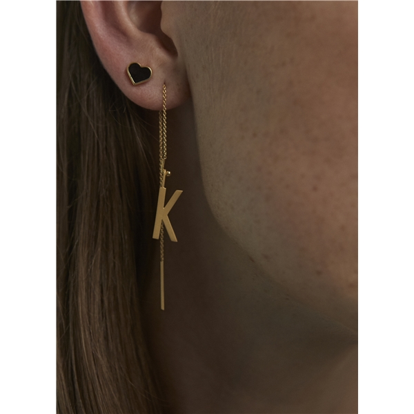 Design Letters Earring Stud Enamel Heart Gold (Picture 2 of 2)