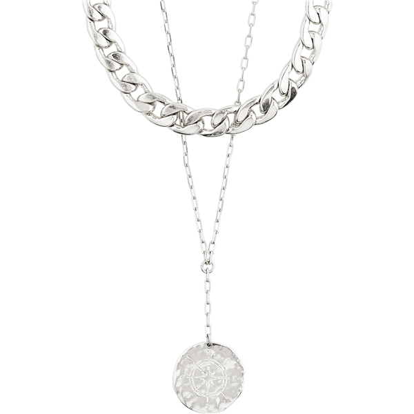10211-6001 Compass Double Silver Plated Necklace (Picture 2 of 4)